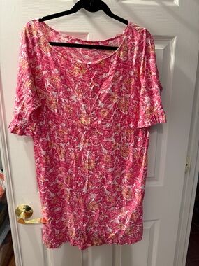 Lilly Pulitzer Pink Yellow Floral Short-Sleeve Shift Dress